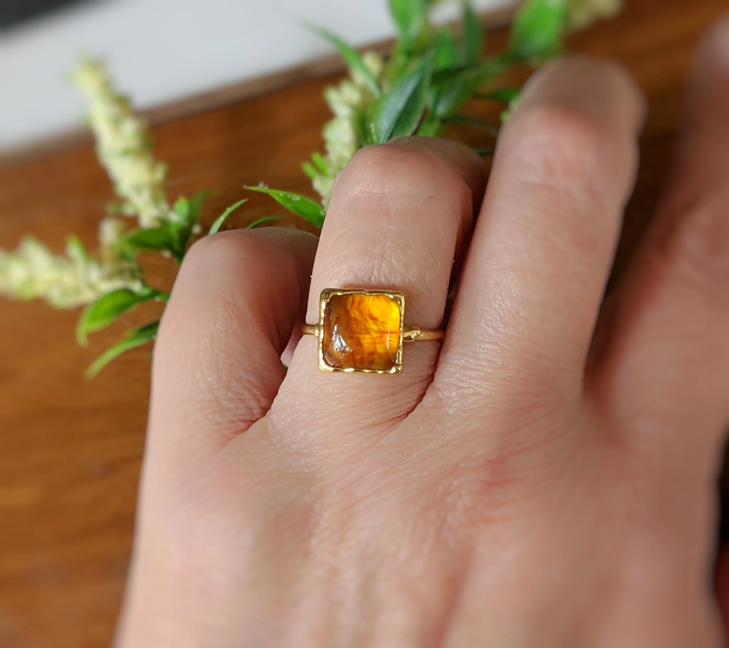 Baltic Amber Gold ring