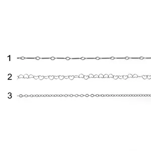 Bar, Heart, Rollo chain for permanent - Silver