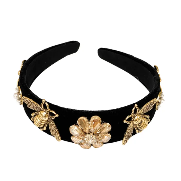 Bee Jeweled Headband (Beige)