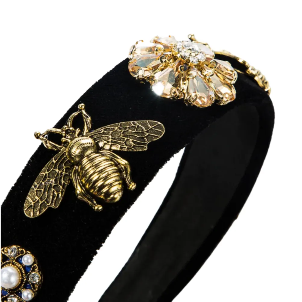 Bee Jeweled Headband (Beige)