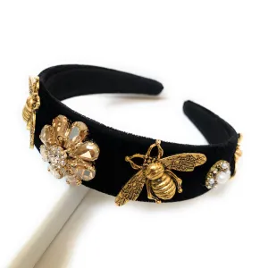 Bee Jeweled Headband (Beige)