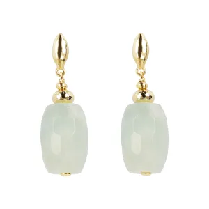 Bellissimo Bronzo Italian Aquamarine Hammered Barrel Earrings