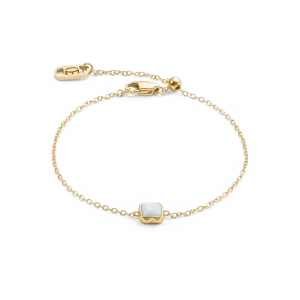 Birthstone April Bracelet White Quartz Gold