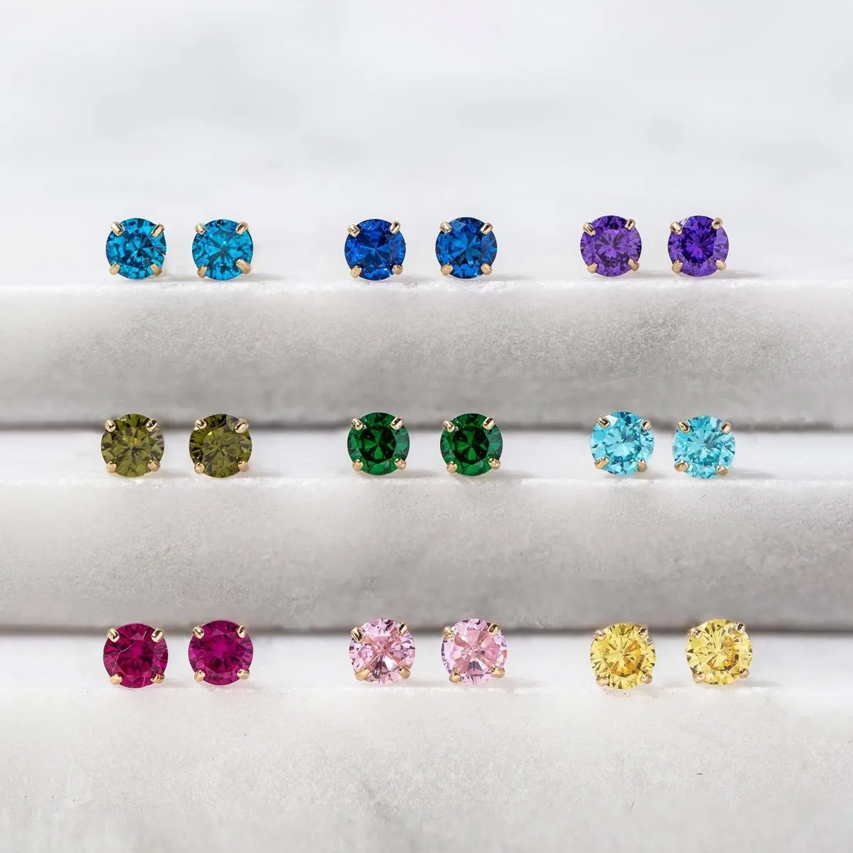 Birthstone Tiny Studs Aquamarine