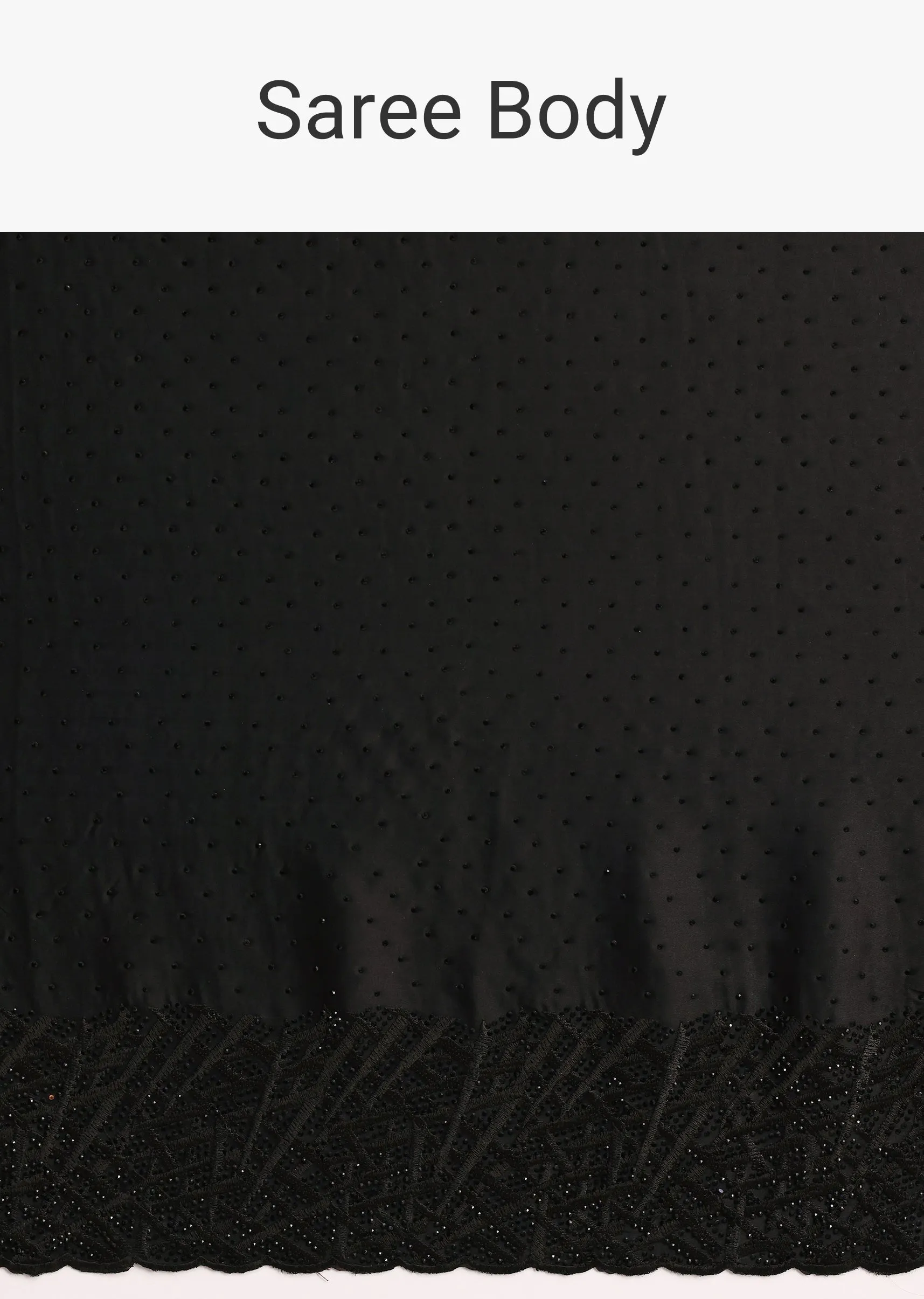 Black Satin Stone And Diamond Embroidered Saree