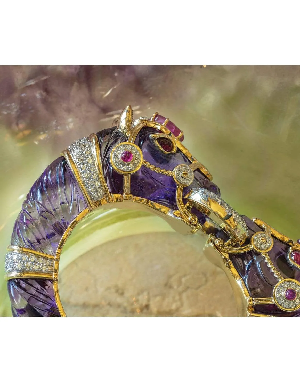 Carved Amethyst Horse Bracelet