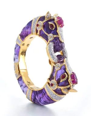 Carved Amethyst Horse Bracelet