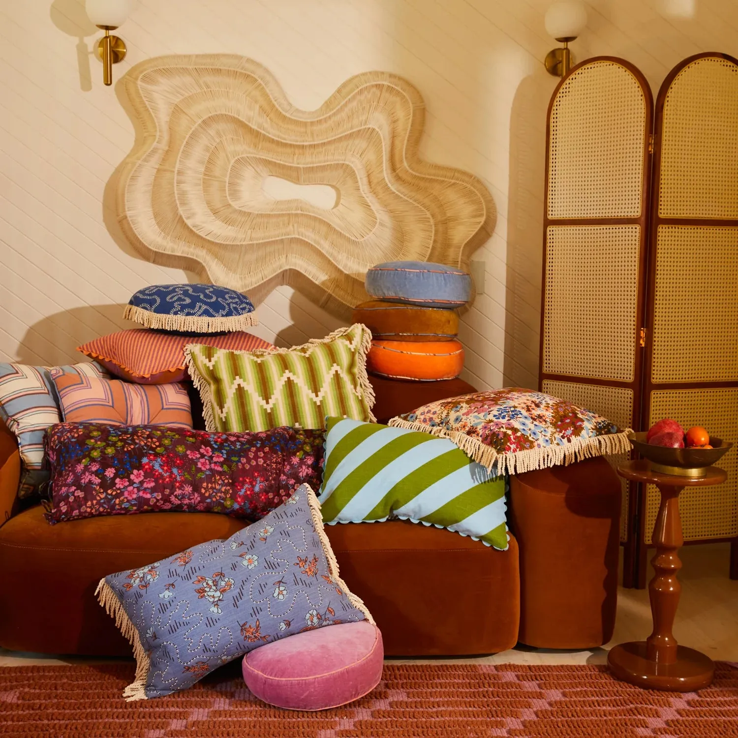 Castilo Round Velvet Cushion - Desert - Sage & Clare