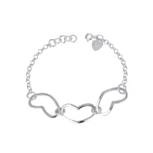 Cathleen Open Chained Heart 925 Sterling Silver Bracelet