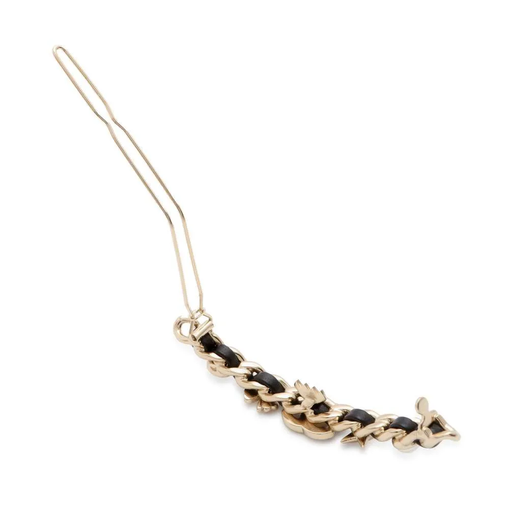 CHANEL CC Logo/Clover/Star Barrette Hairpin Rhinestone Faux Pearl  Gold Plated