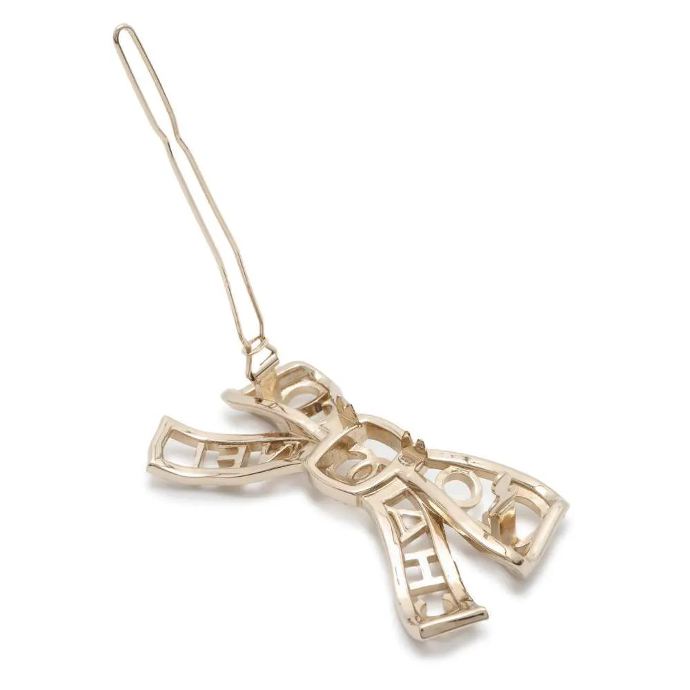 CHANEL Coco CHANEL ribbon hairpin Metal Rhinestone