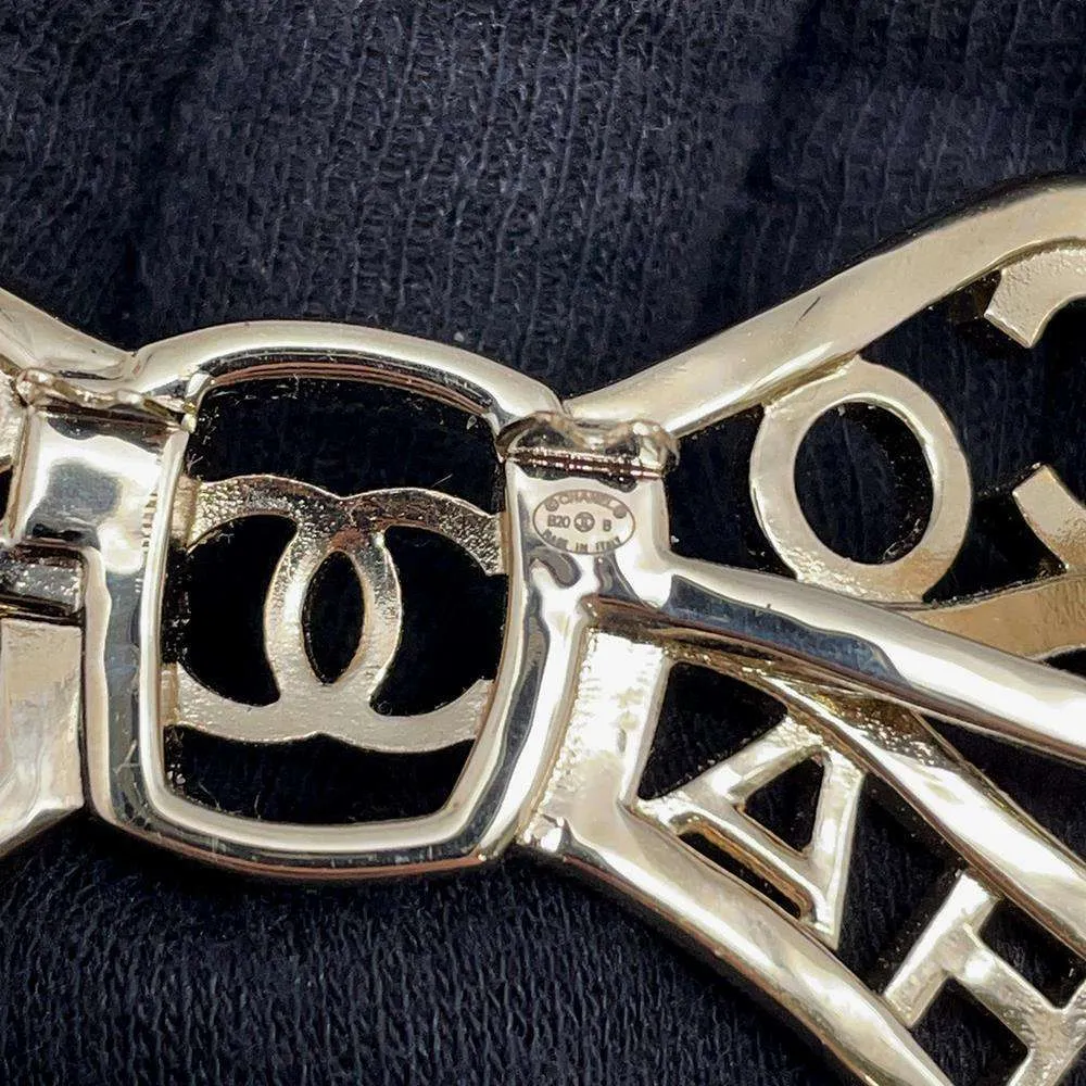 CHANEL Coco CHANEL ribbon hairpin Metal Rhinestone