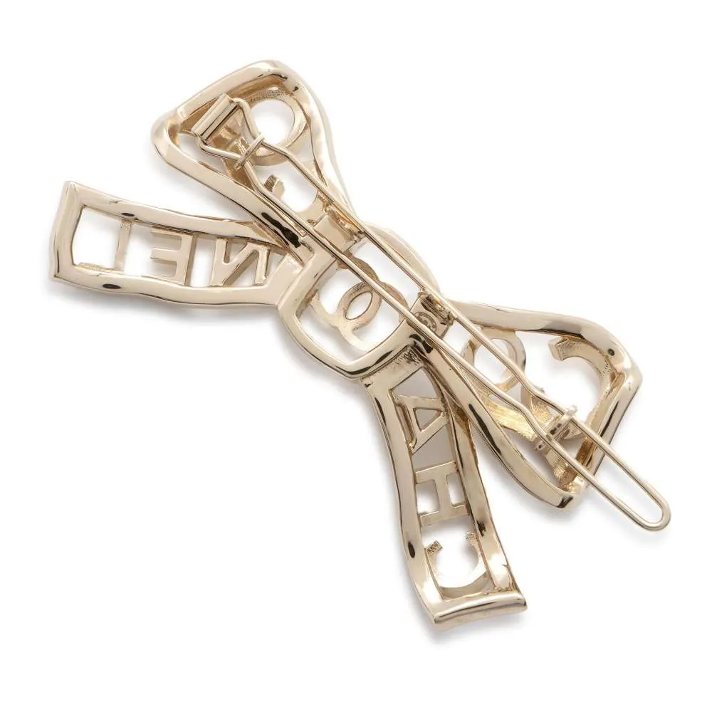 CHANEL Coco CHANEL ribbon hairpin Metal Rhinestone