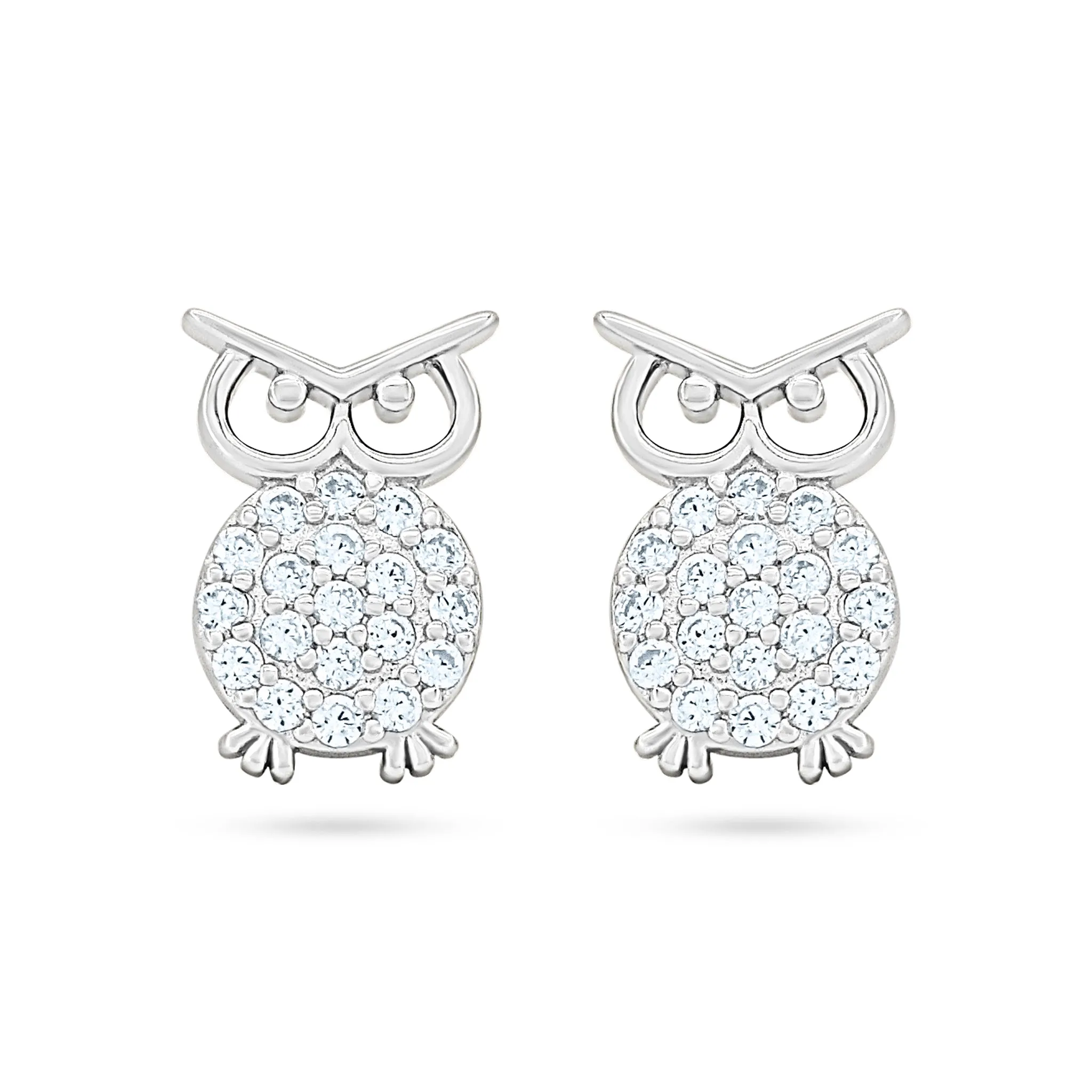 Charming Owl Zircon Stud Earrings
