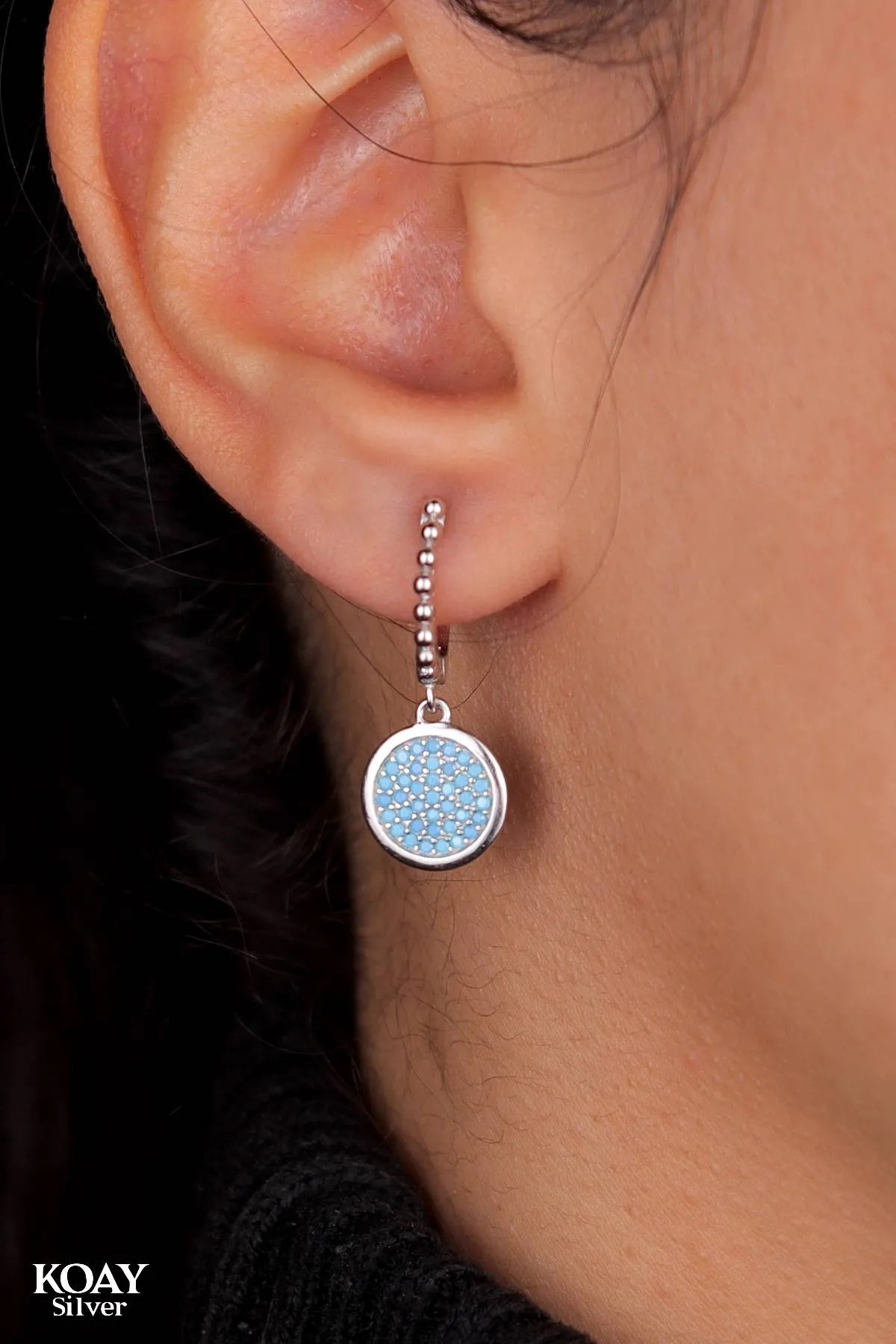 Circle Turquoise Hoop Earring