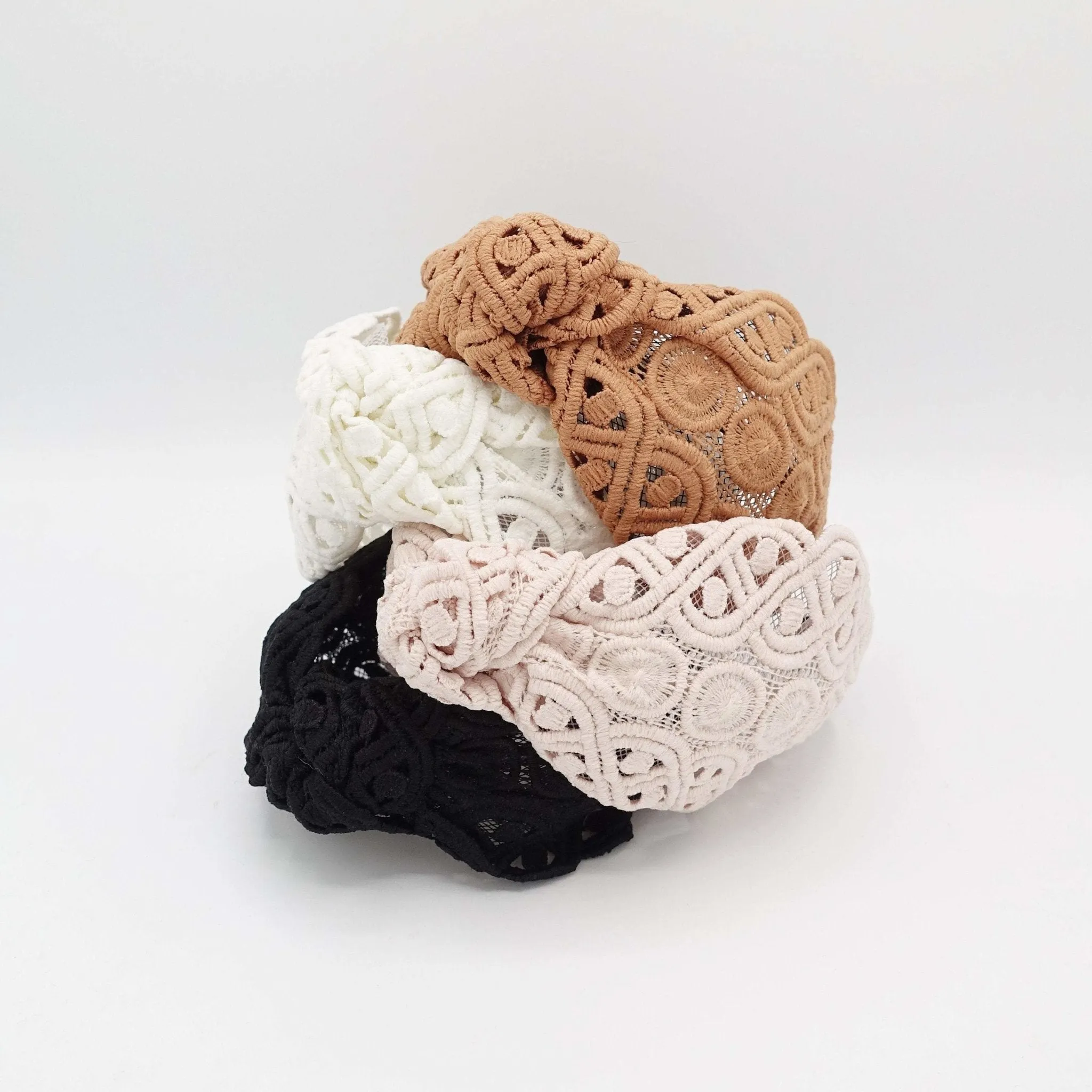 circle twist pattern knot headband mesh hairband for women