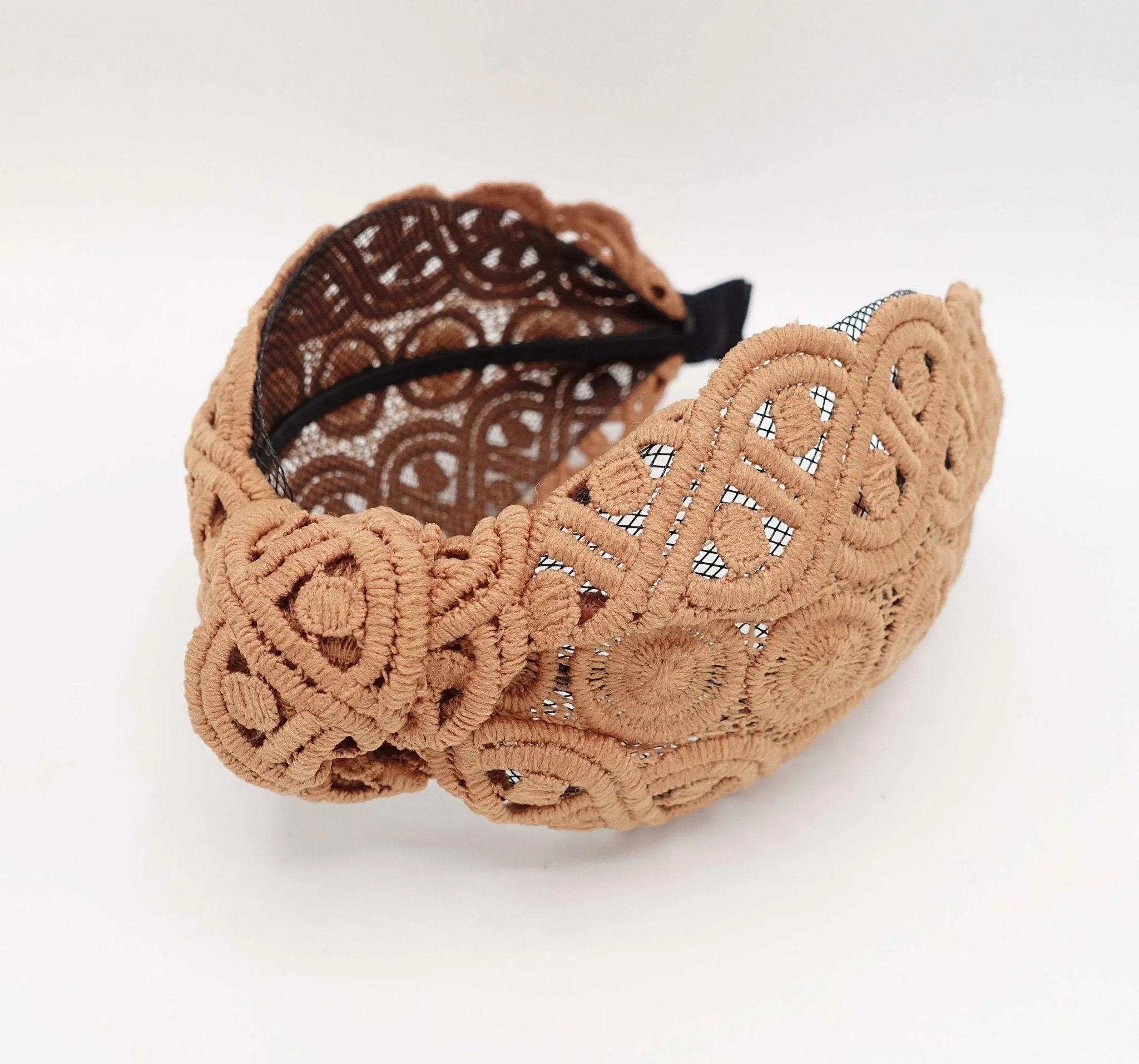 circle twist pattern knot headband mesh hairband for women