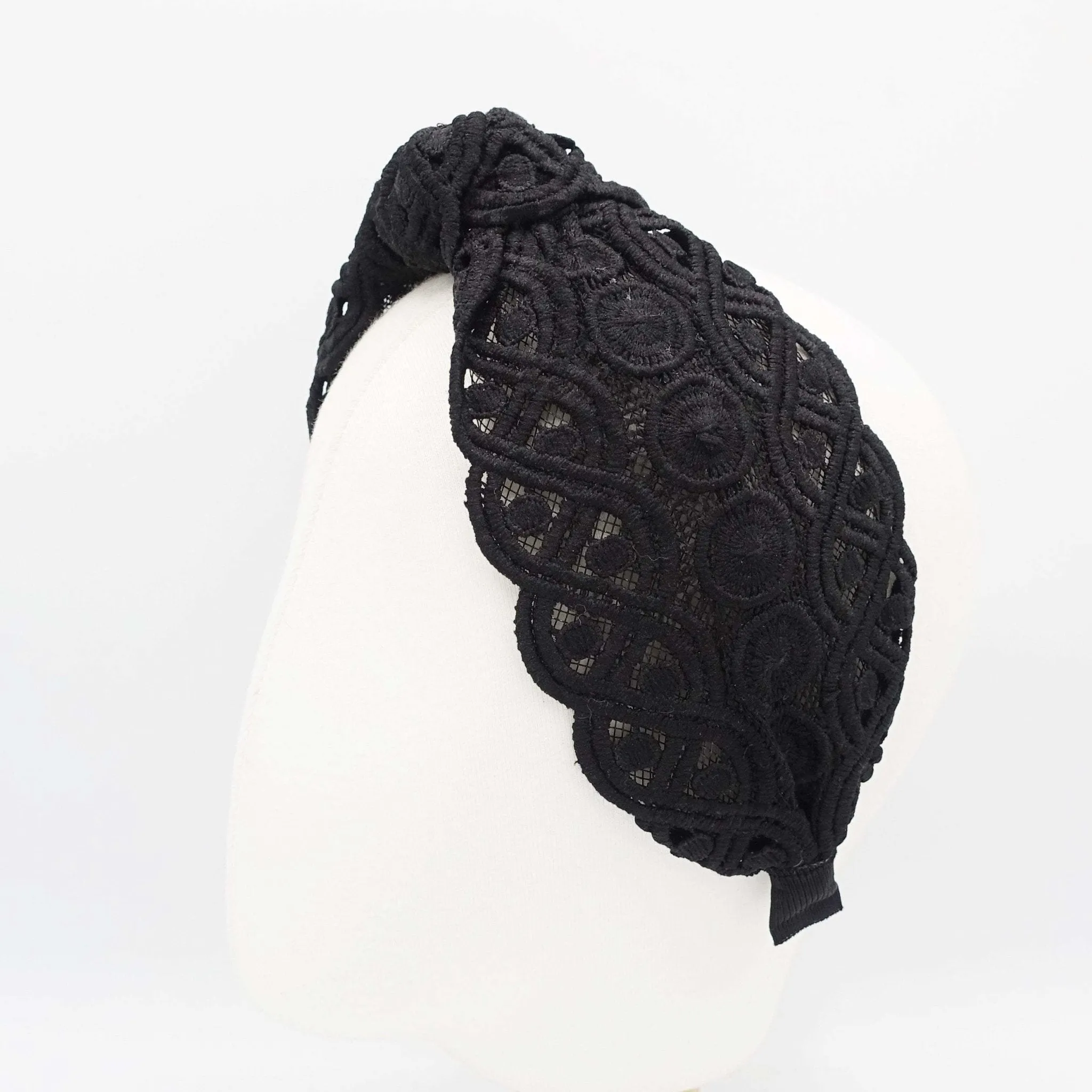 circle twist pattern knot headband mesh hairband for women
