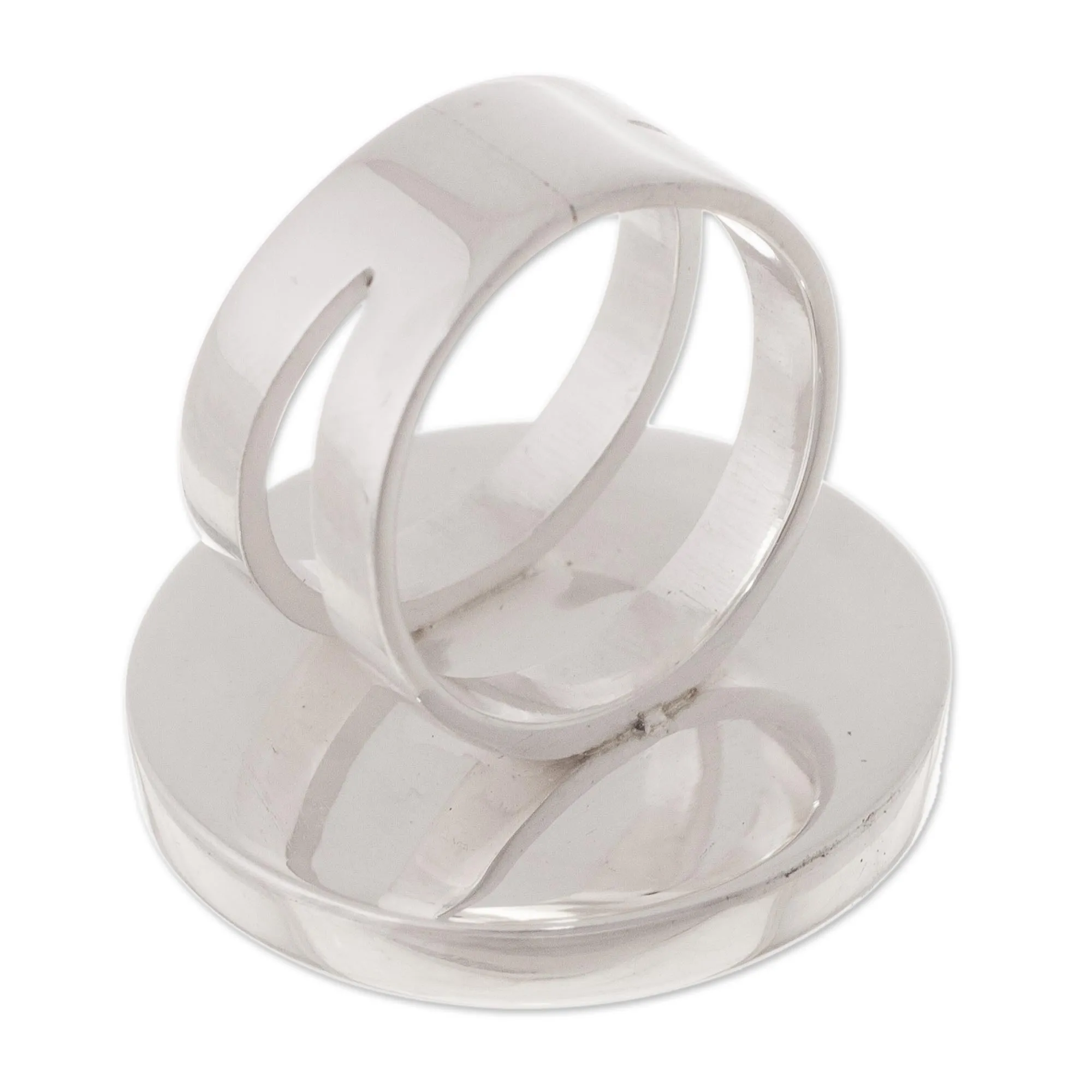 Circular Natural Rhodonite Cocktail Ring Crafted in Peru - Soft Energy | NOVICA