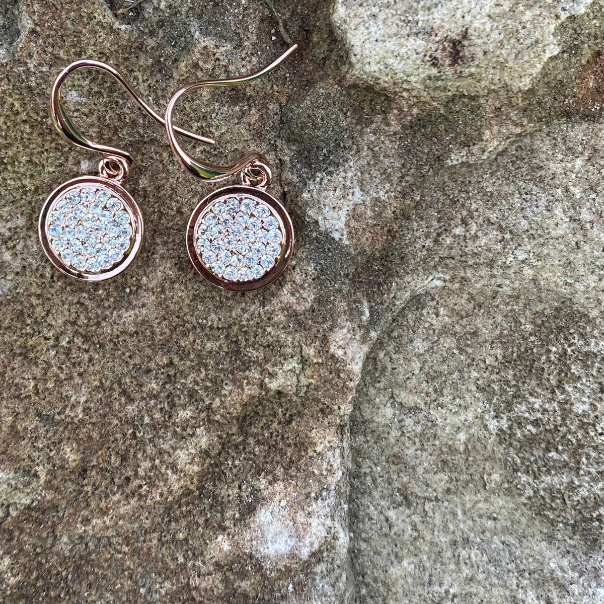 Clara Clear Crystals Rose Gold Drop Earrings