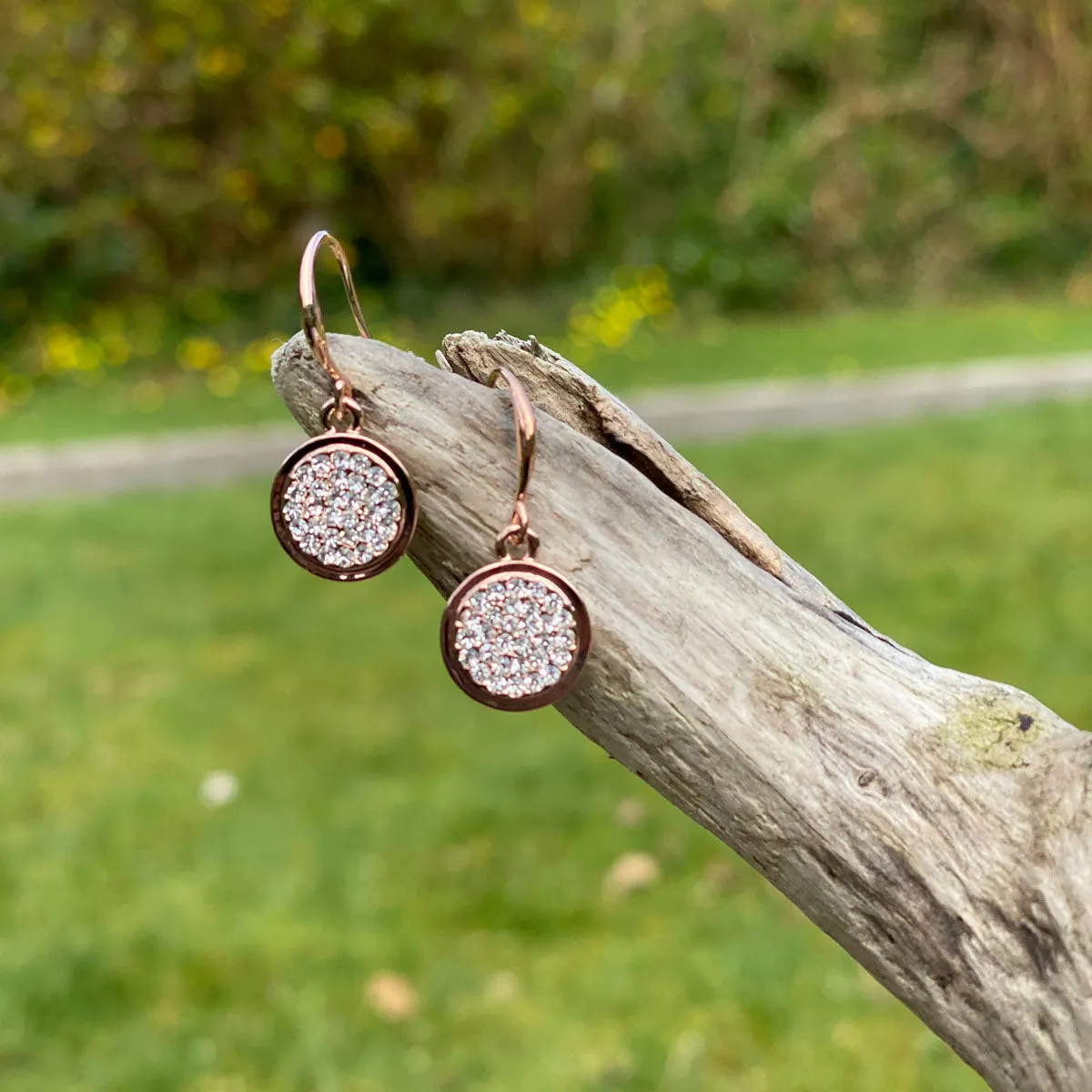 Clara Clear Crystals Rose Gold Drop Earrings