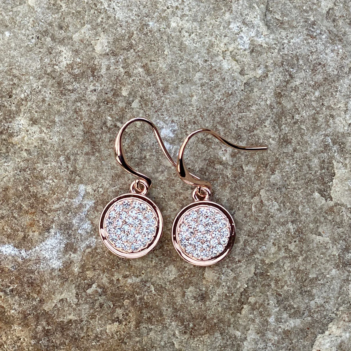 Clara Clear Crystals Rose Gold Drop Earrings