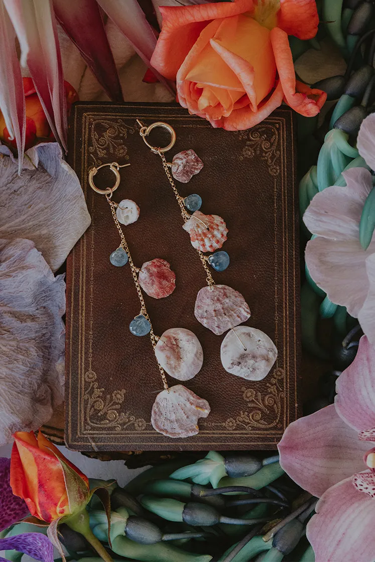 Clasp Hoop Shell Pile Earrings | Aquamarine   Shells