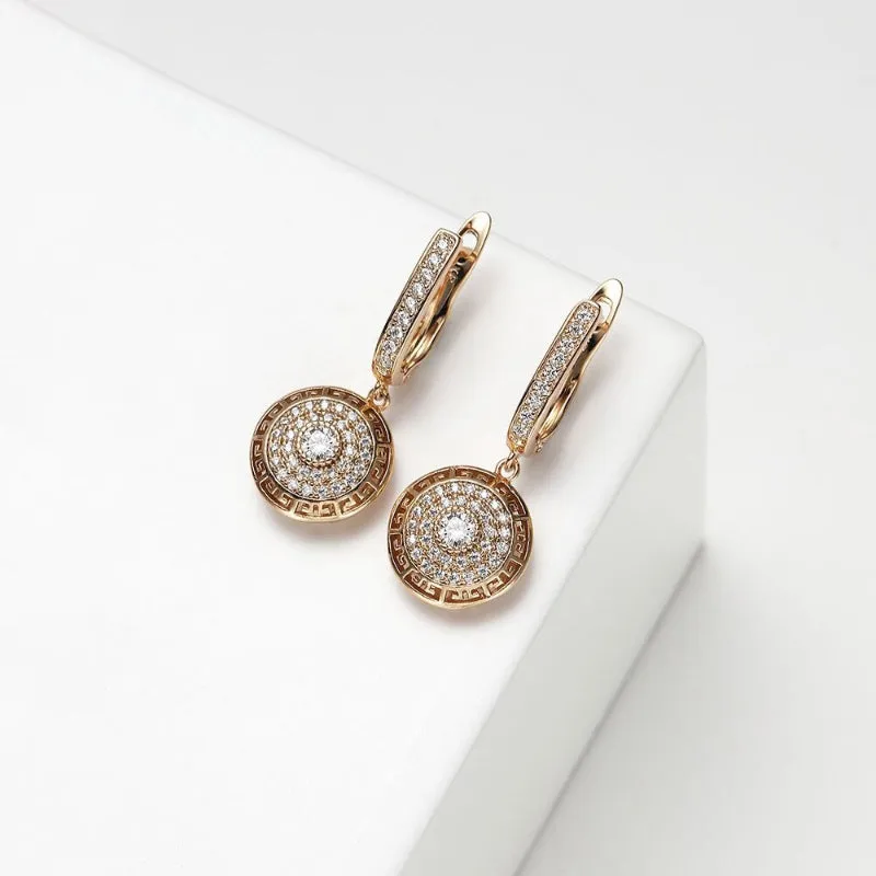 Classic Fashion Hollow Round Shape Rhinestone Hoop Earrings