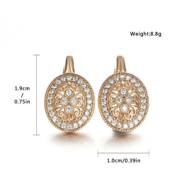 Classic Fashion Hollow Round Shape Rhinestone Hoop Earrings