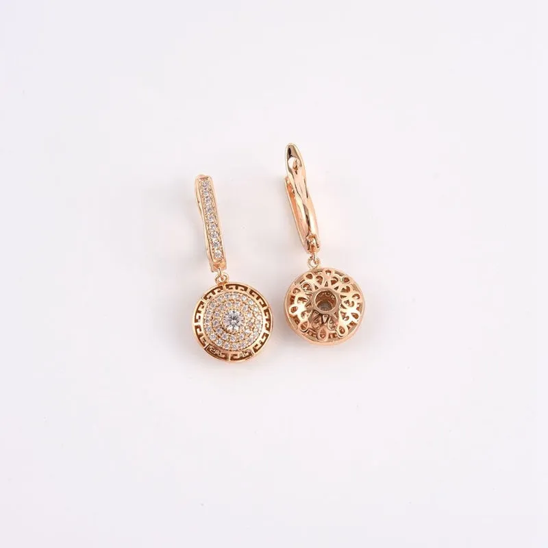 Classic Fashion Hollow Round Shape Rhinestone Hoop Earrings