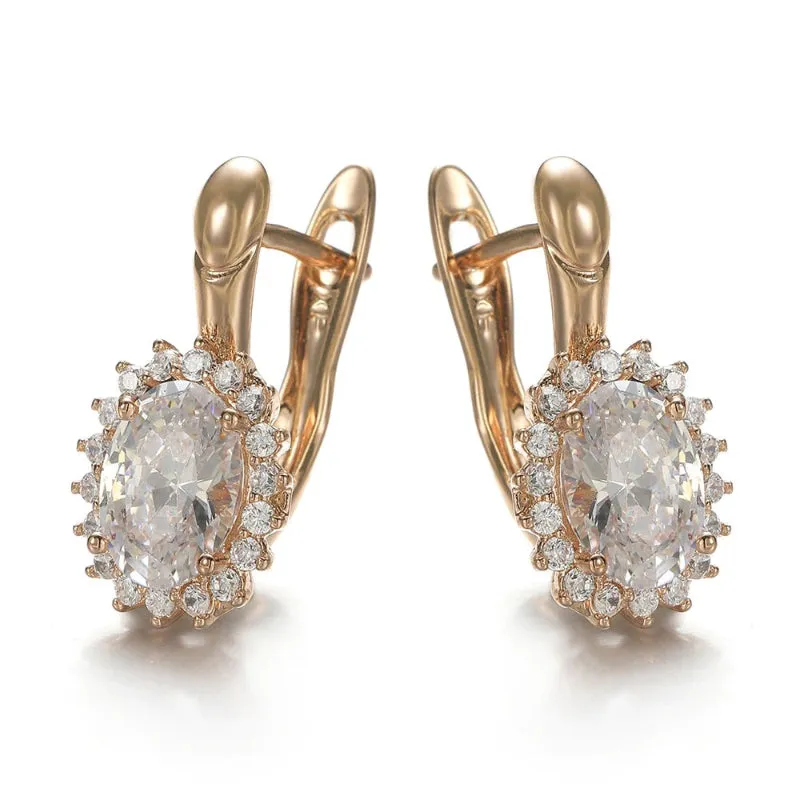 Classic Fashion Hollow Round Shape Rhinestone Hoop Earrings