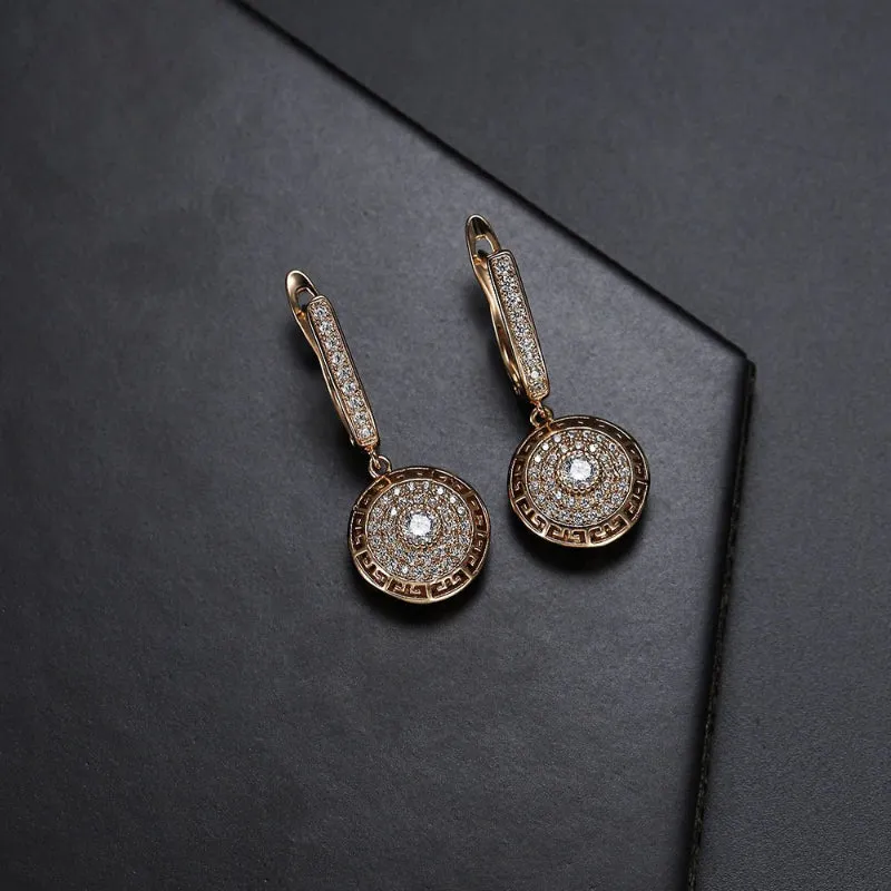 Classic Fashion Hollow Round Shape Rhinestone Hoop Earrings