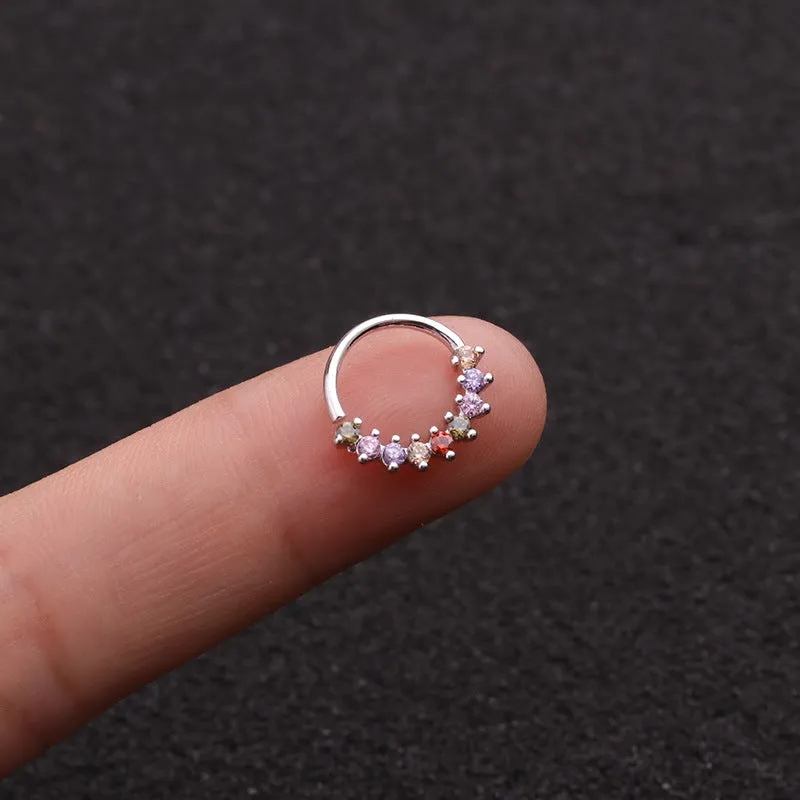 Colored zircon ear bone ring round