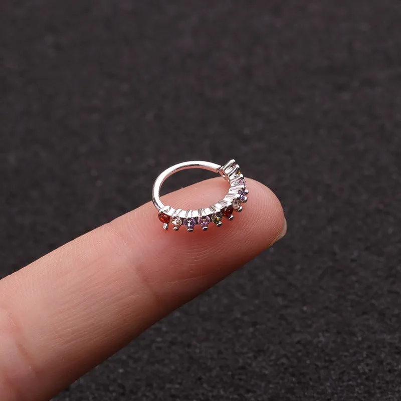 Colored zircon ear bone ring round