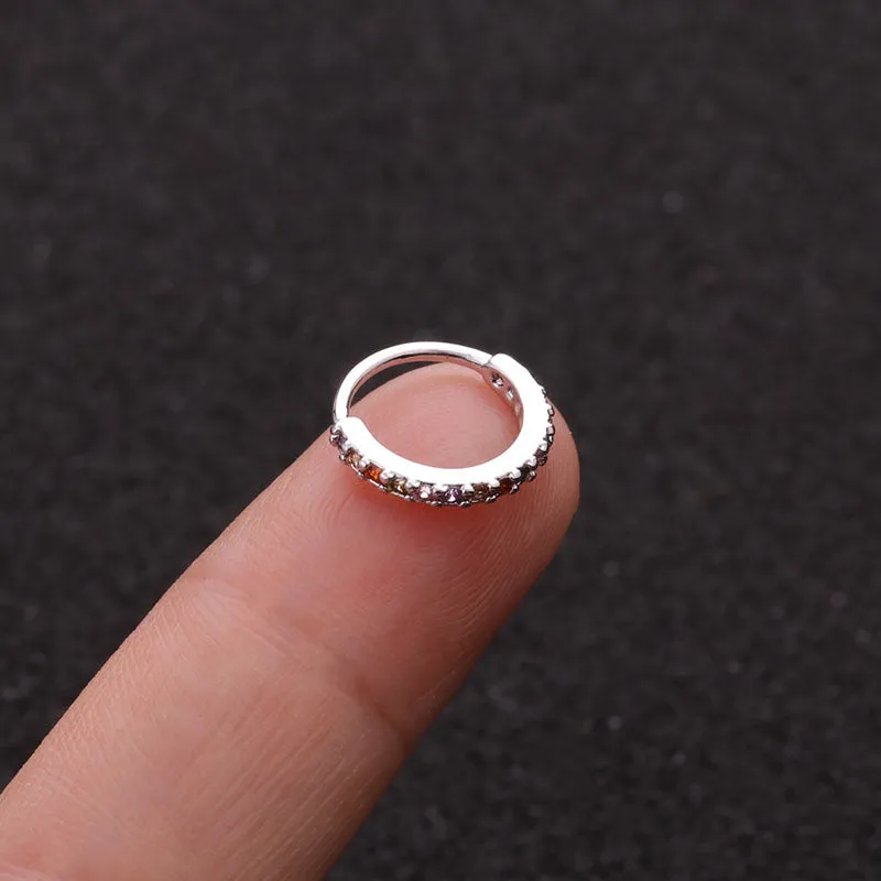 Colored zircon ear bone ring round
