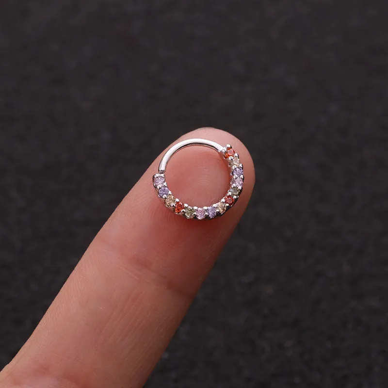 Colored zircon ear bone ring round