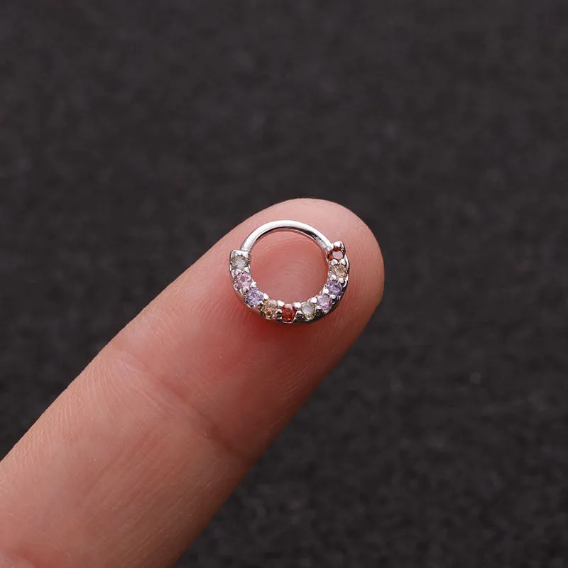 Colored zircon ear bone ring round