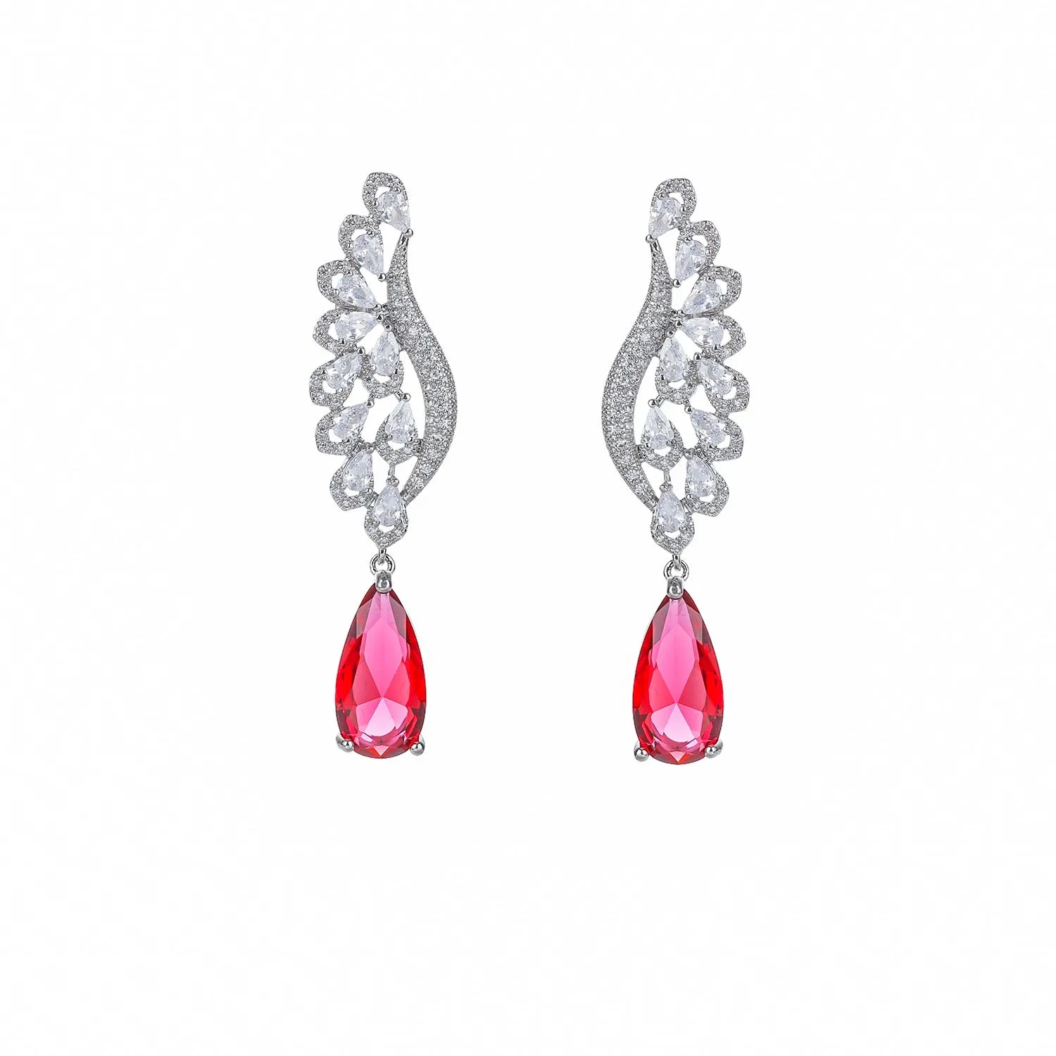 Cubic Zircon Crystal Angel Wing Earrings for Weddings Special Formal Events