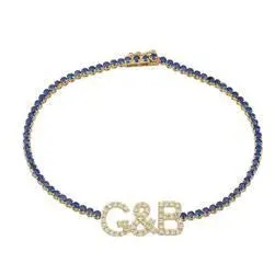 Custom Diamond Nameplate Gemstone Tennis Bracelet