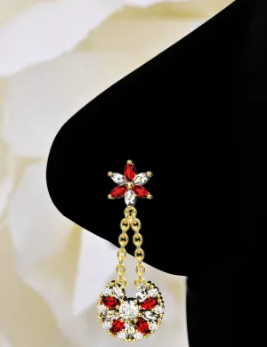 Daisy Cradle Garnet Dangle Nose Ring