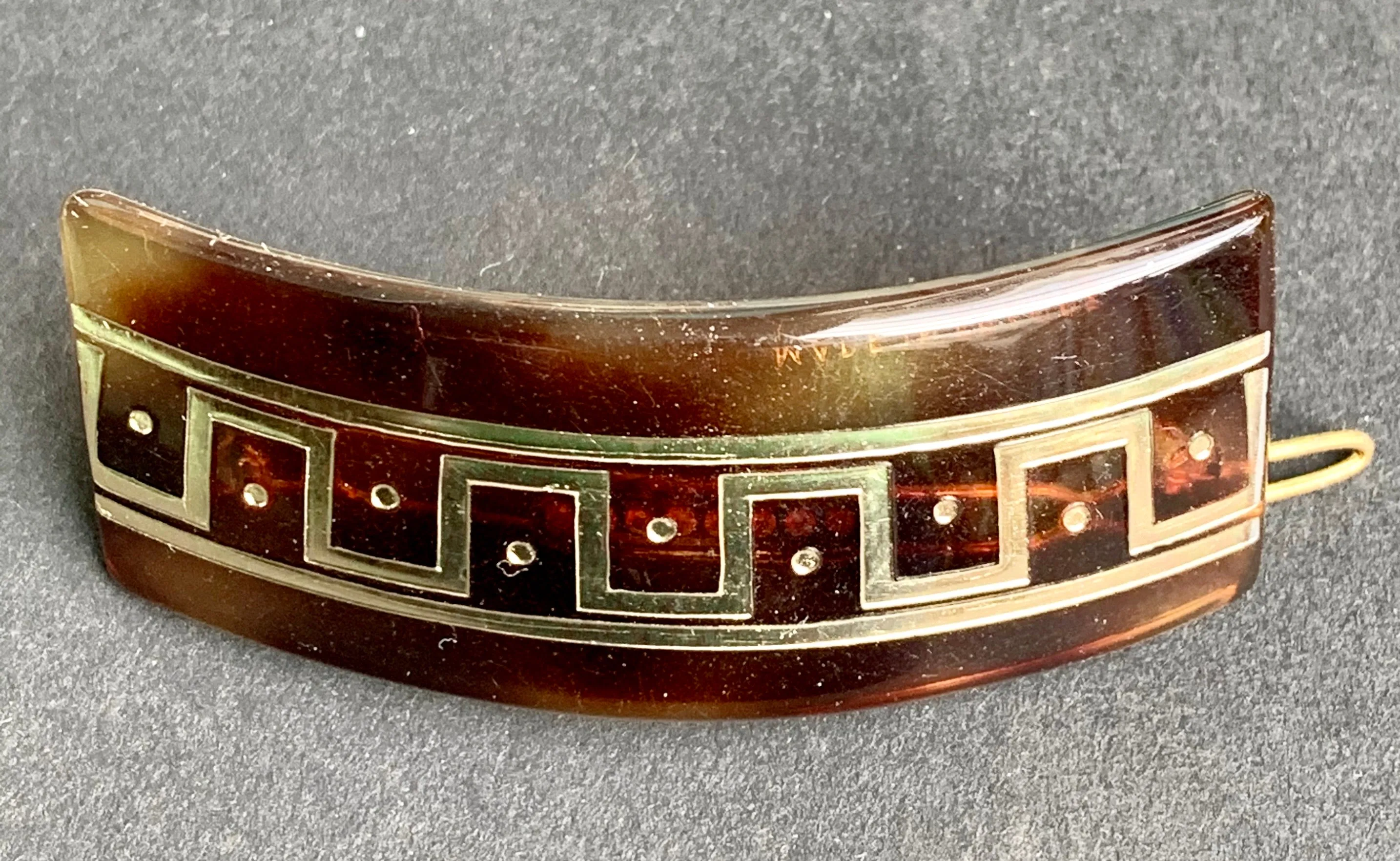 Deco Tortoiseshell and Gold Vintage French Barrette.