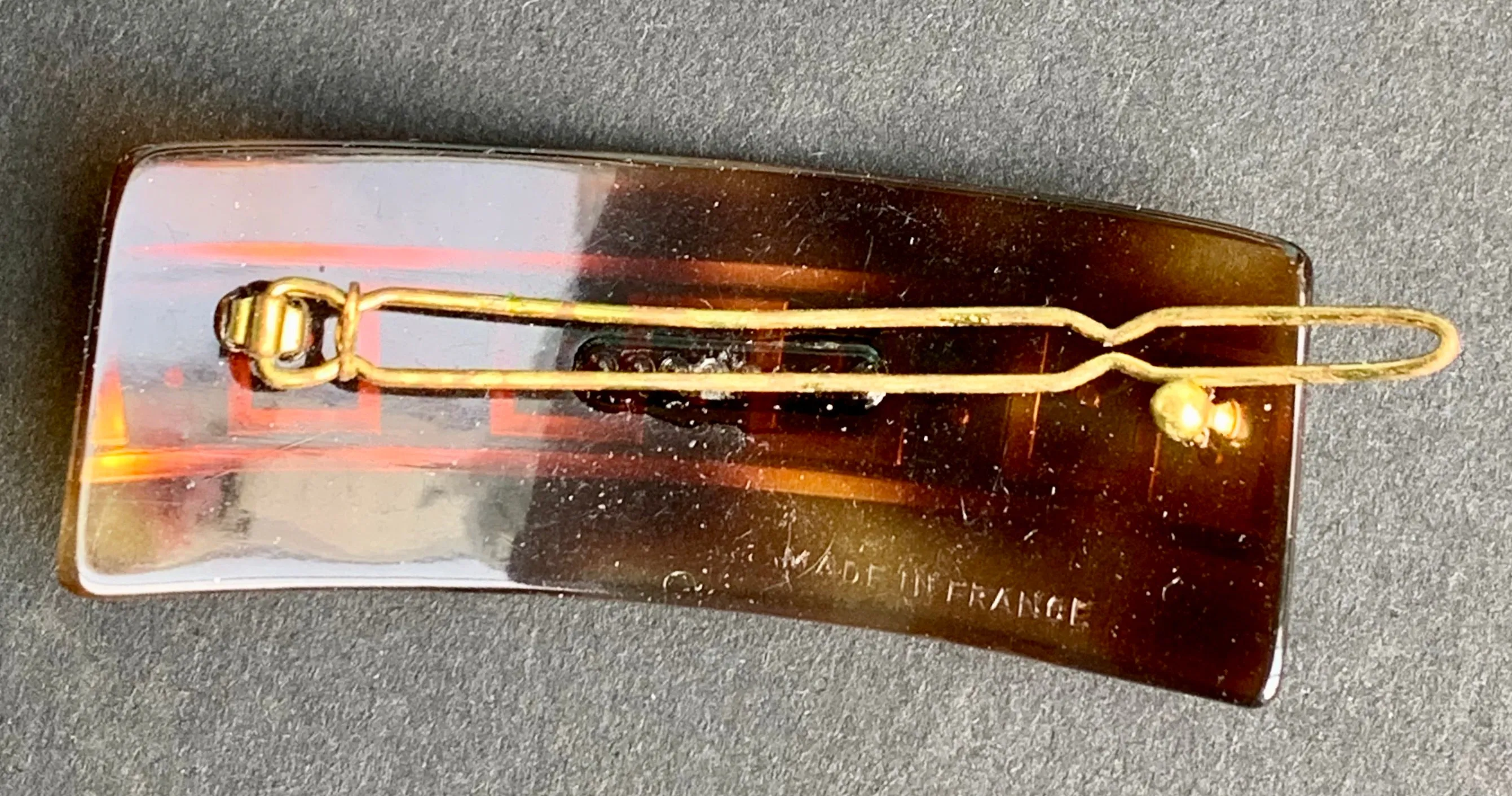 Deco Tortoiseshell and Gold Vintage French Barrette.