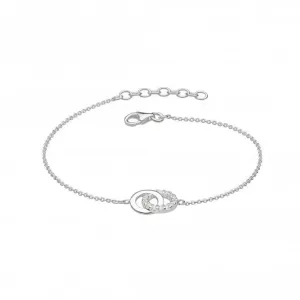 Dew Silver Set Double Cubic Zirconia Circle 7.5 Bracelet 7819CZ022