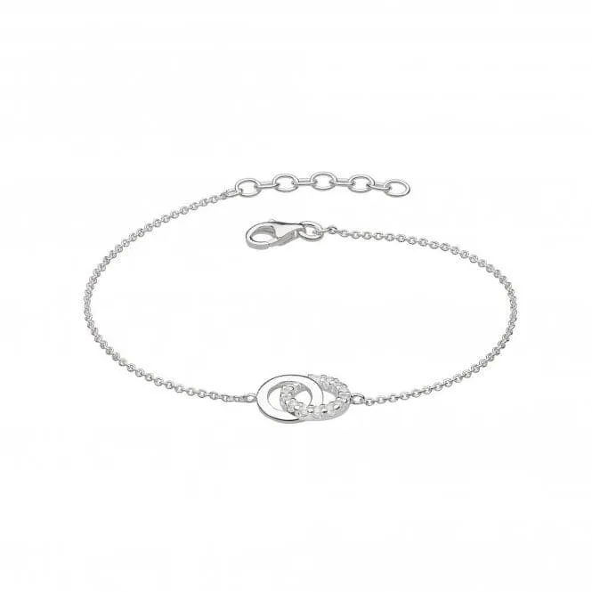 Dew Silver Set Double Cubic Zirconia Circle 7.5 Bracelet 7819CZ022