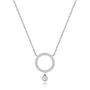 Diamond Jewellery 9ct White Gold Diamond Circle Drop Necklace ND139W