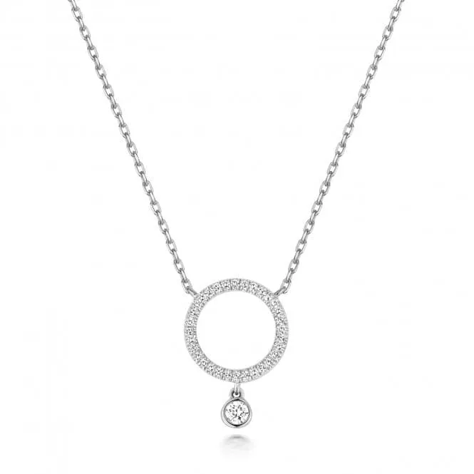 Diamond Jewellery 9ct White Gold Diamond Circle Drop Necklace ND139W