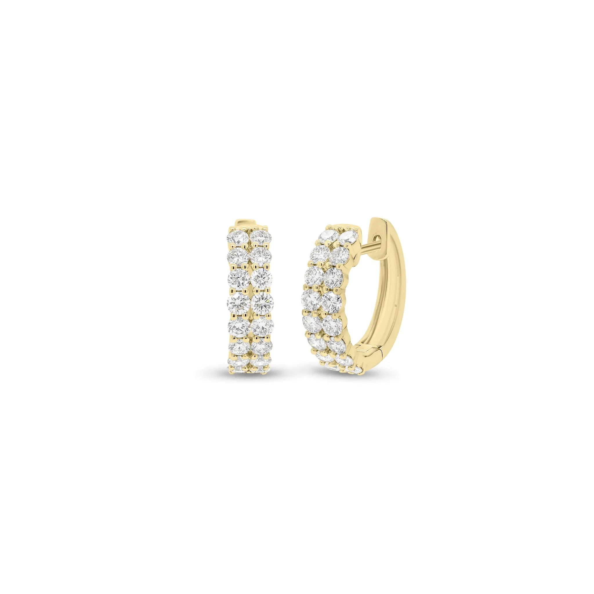 Diamond Petite Double Row Huggie Earrings