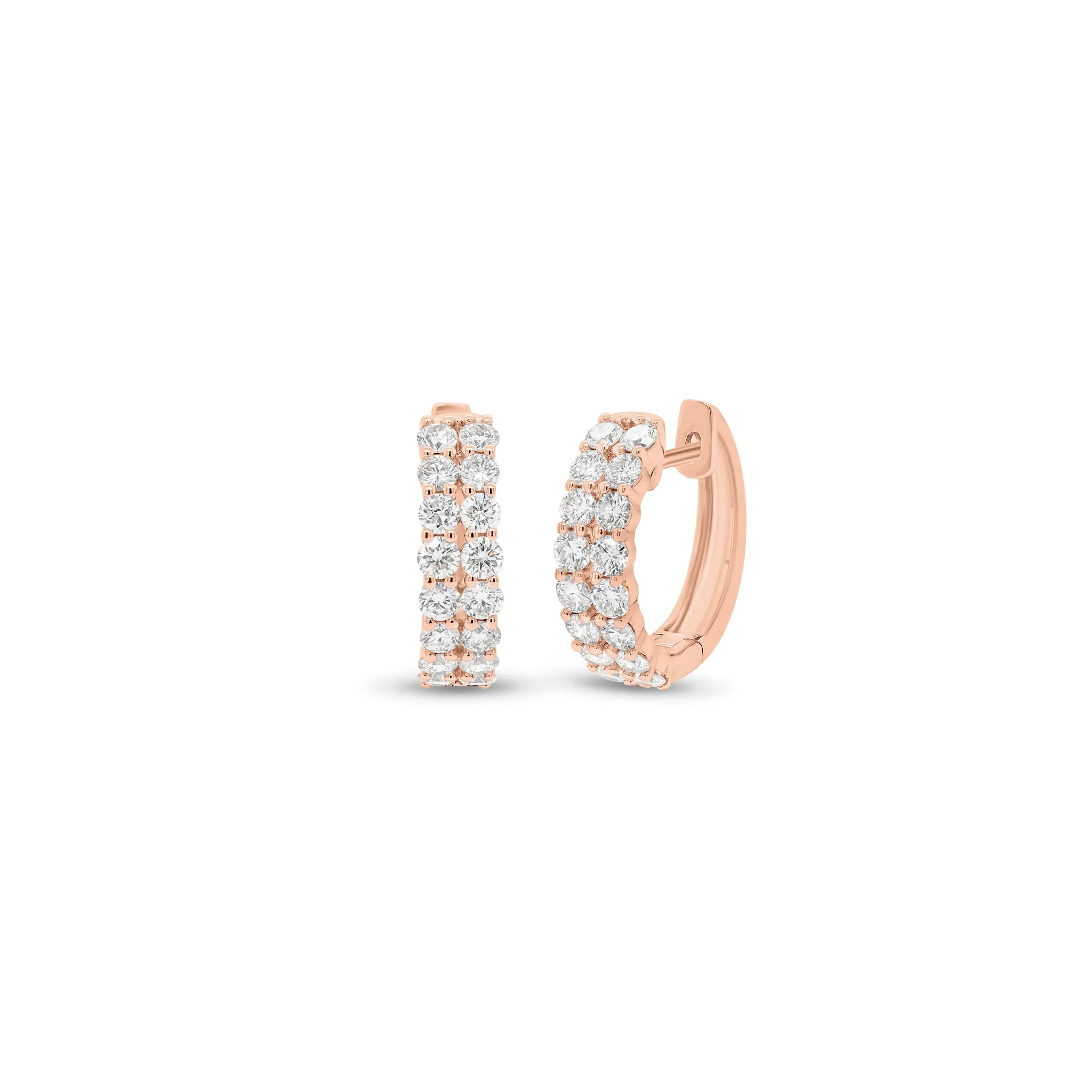 Diamond Petite Double Row Huggie Earrings