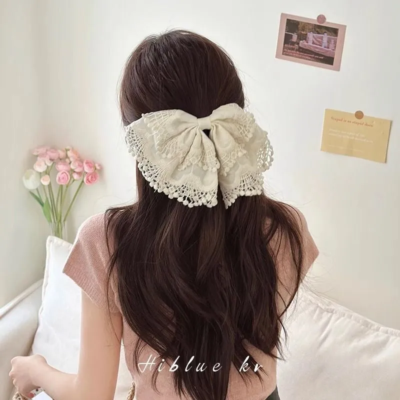 Dollette bow hairpin spring clip ponytail clip