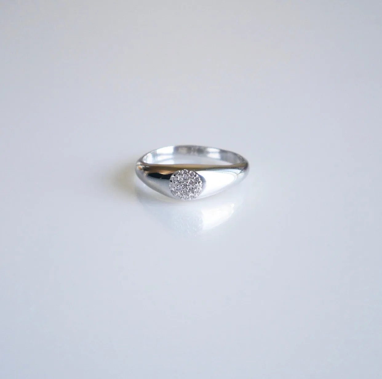 Dome Ring, Center Pave Zircon .925 Sterling Silver Statement Jewelry